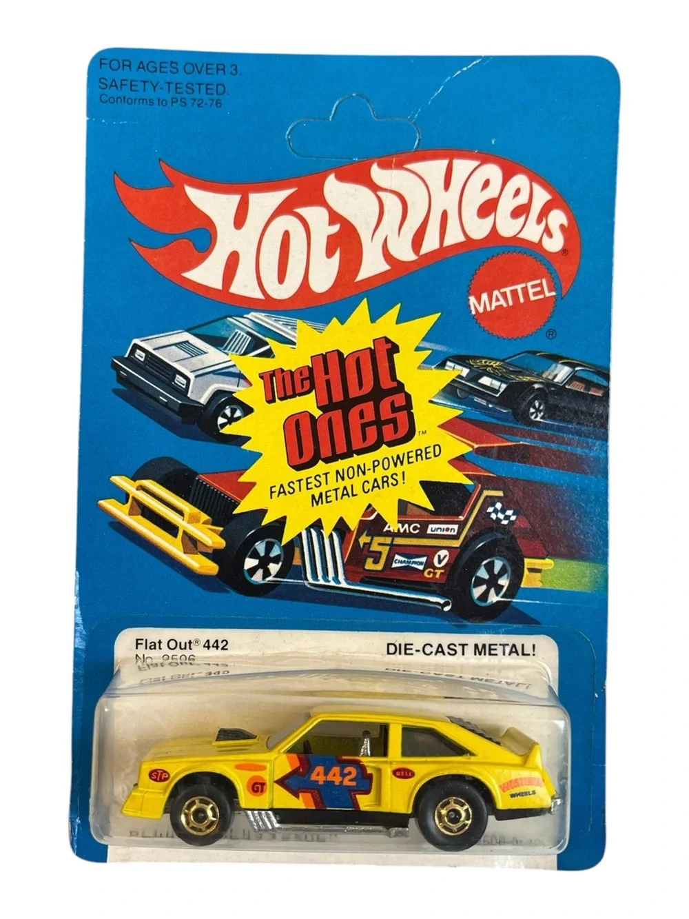 Hot Wheels Mattel The Hot Ones Flat Out 442 Kids Toy Car - Yellow 1980 Hong Kong